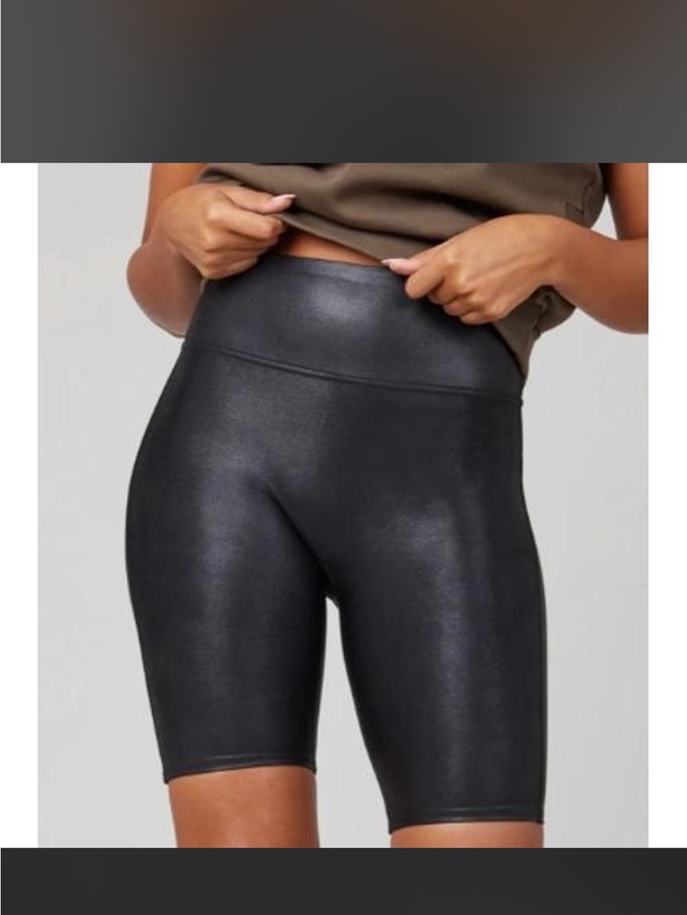 SPANX Black Faux-Leather Shaping Shorts
